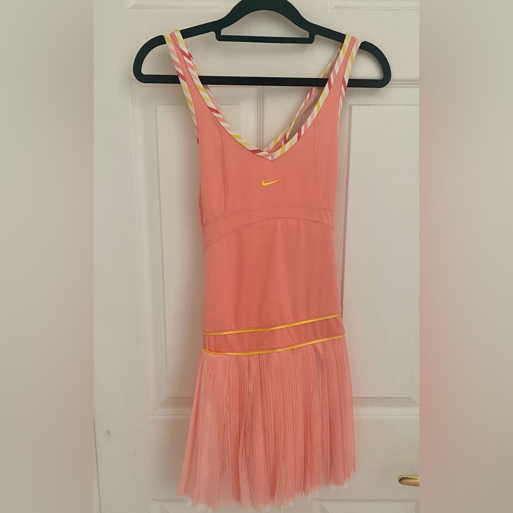 Nike Coral Pink Tennis Dress with Yellow Accents